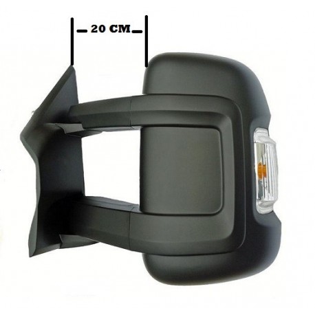 Retroviseur exterieur FIAT DUCATO 06/2006- - Manuel - Gauche - Glace Bombee - Clignotant - Coiffe Noir - Bras Long - Sondes de t