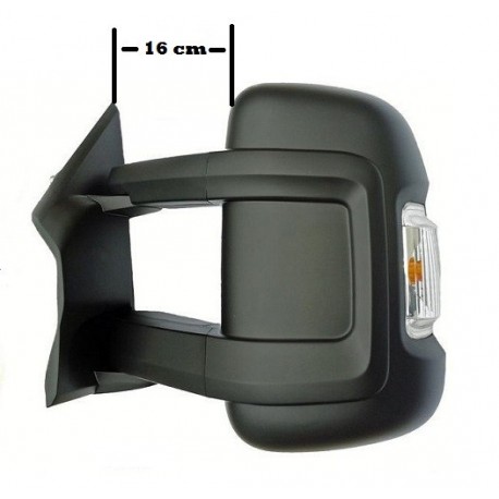 Retroviseur exterieur PEUGEOT BOXER 06/2006- - Electrique - Droit - Glace Bombee - Degivrage - Clignotant - Coiffe Noir - Bras 